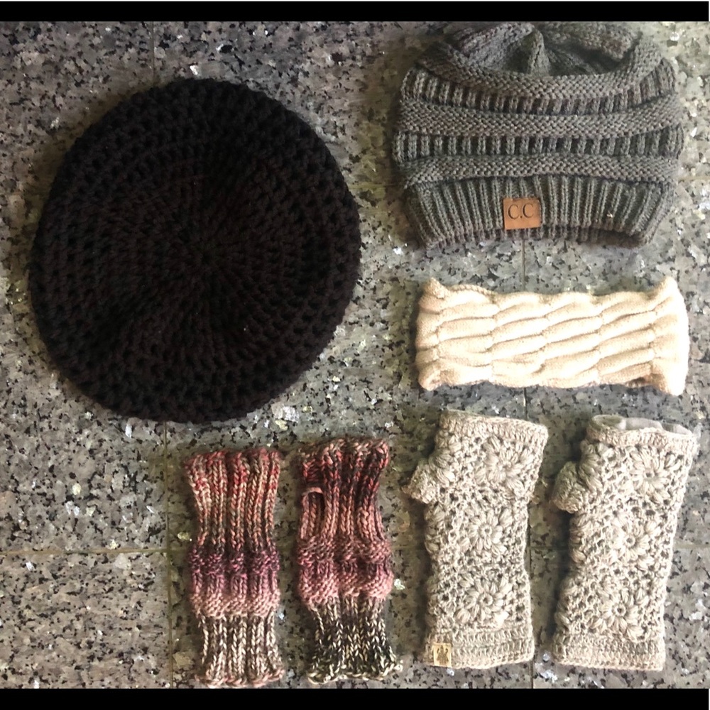 Knit: Saks Fifth headband, CC beanie, gloves